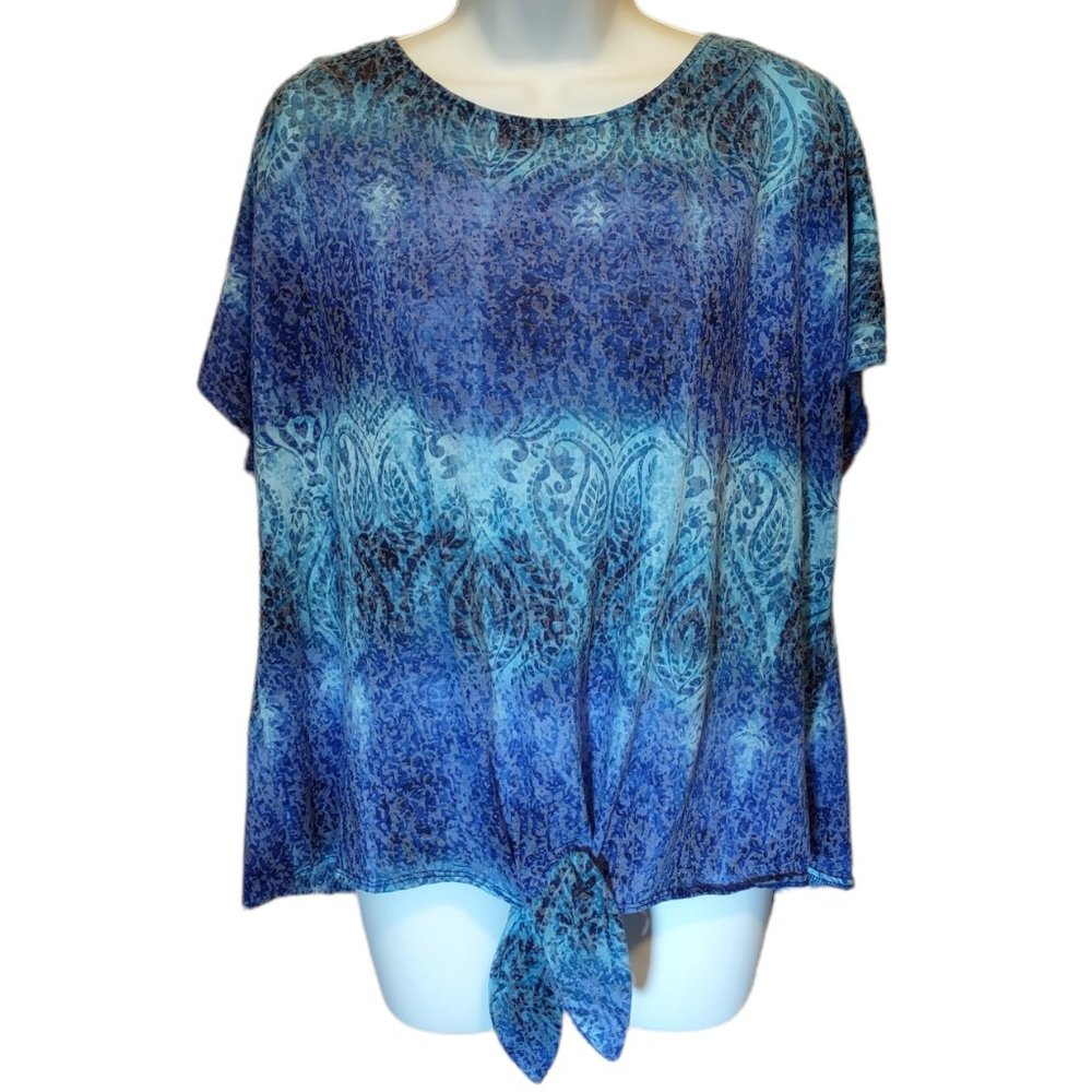 Westport Front Tie Paisley Top Size 1X